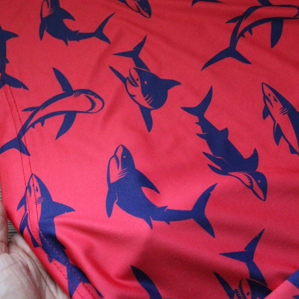 Waggle Polo Shirt Mens XL Red Shark Print Stretch Performance Golf - Picture 10 of 12